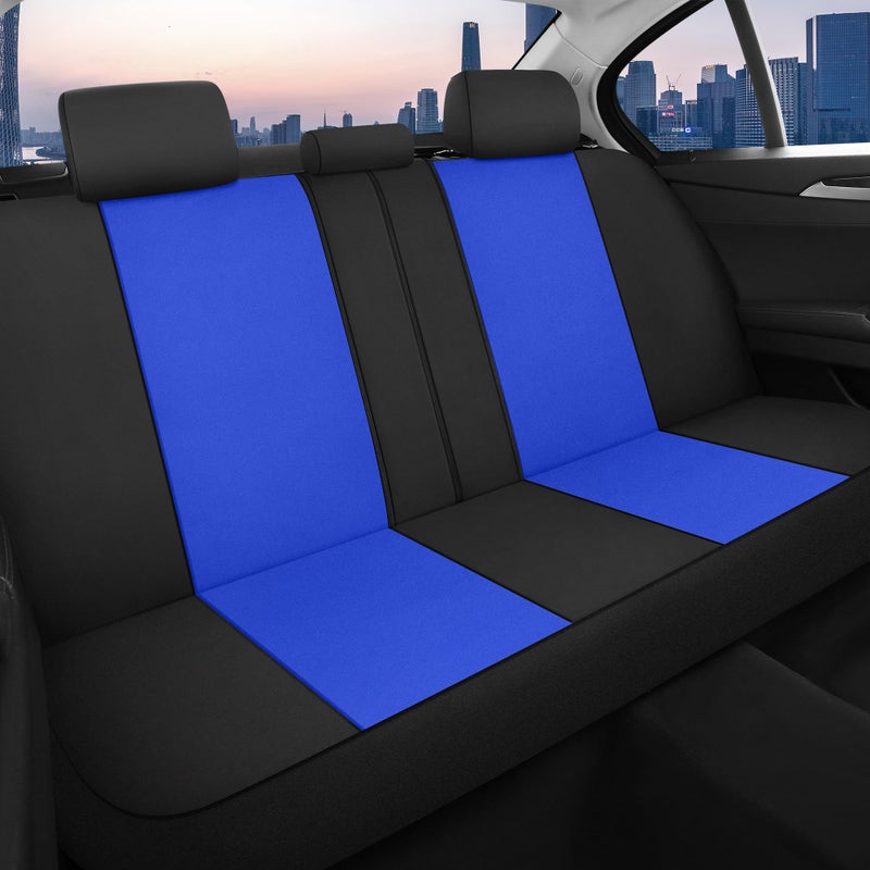CAROMOP Waterproof Car Seat Cover Full Seats  Neoprene Seat Covers for Cars Split Bench Compatible Car Interior Covers  Universal Fit Most Car Sedan Truck SUV(Black/Blue) - Image 3